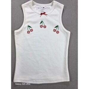 Inspired‎ Culture Hi Neck Graphic Tank Small Gingham Cherries Womens Baby Tank